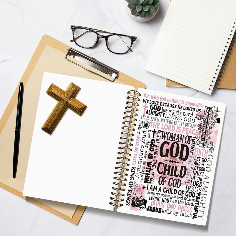 WLIANG Pink Christian Notebook, Child of God Christian Journal for Women, Bible Journal Notebook, Church Notes Notebook, Prayer Journal for Woman, Bible Hardcover Spiral Notebook Journal 5.5x8.3 Inch - Image 5